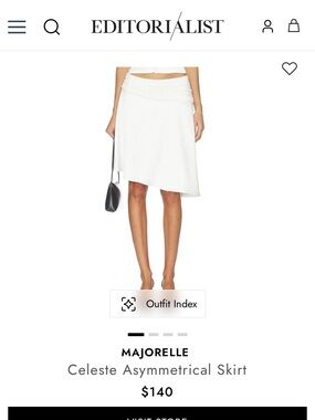 MAJORELLE Celeste Asymmetrical Skirt in White